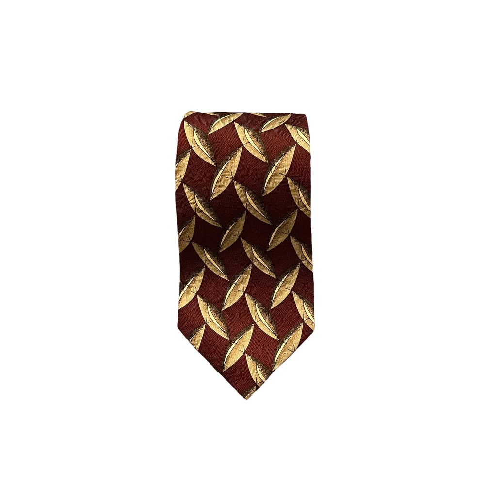Roundtree & Yorke Mens Tie Burgundy Floral 100% Silk 57"L X 3.75"W Necktie